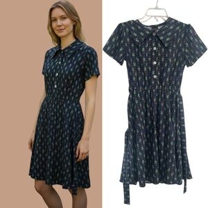 Kora brand dress novelty print of green toy soldiers size M